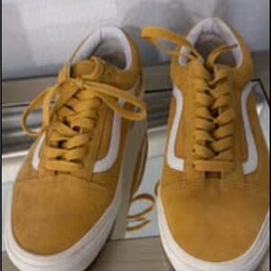 Vans Yellow Suede Old Skool Sneakers with White Stripe